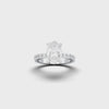 Oval White Gold Engagement Ring with Hidden Halo