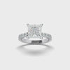 Princess White Gold Engagement Ring with Hidden Halo