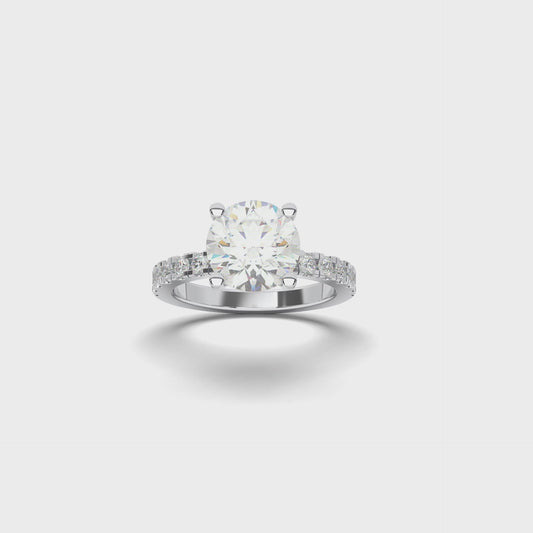 Round White Gold Engagement Ring with Hidden Halo