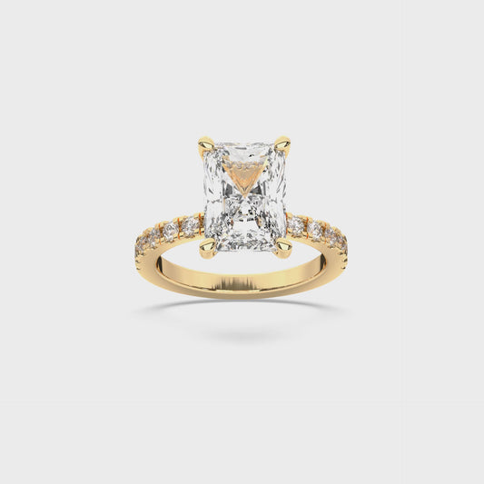 Radiant Yellow Gold Engagement Ring with Hidden Halo